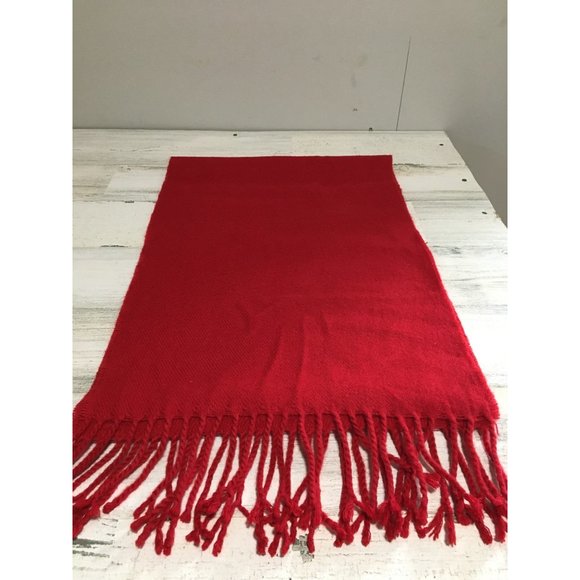 Red 13”x78” scarf with fringe - Picture 2 of 3